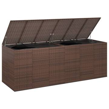 Garden Cushion Box PE Rattan 291x100.5 cm - Brown Storage Solution