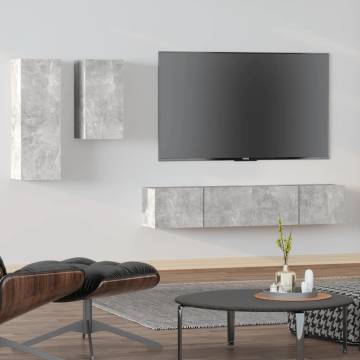 4 Piece Concrete Grey TV Cabinet Set | Stylish & Practical