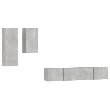 4 Piece Concrete Grey TV Cabinet Set | Stylish & Practical