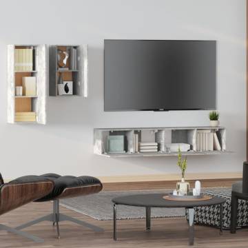 4 Piece Concrete Grey TV Cabinet Set | Stylish & Practical