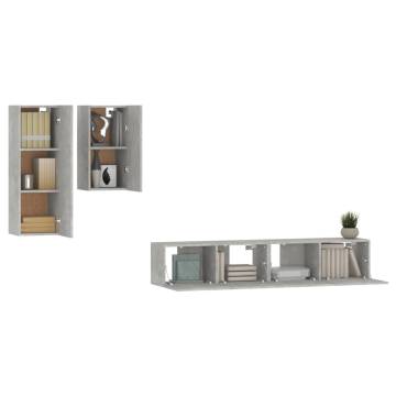 4 Piece Concrete Grey TV Cabinet Set | Stylish & Practical