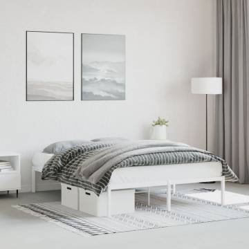 Elegant White Metal Bed Frame 140x190 cm - Hipomarket