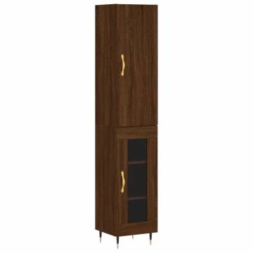 Elegant Highboard Brown Oak | 34.5x34x180 cm Engineered Wood