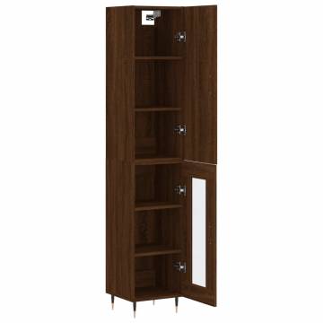 Elegant Highboard Brown Oak | 34.5x34x180 cm Engineered Wood