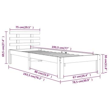 White Solid Wood Bed Frame 75x190 cm - Modern Design