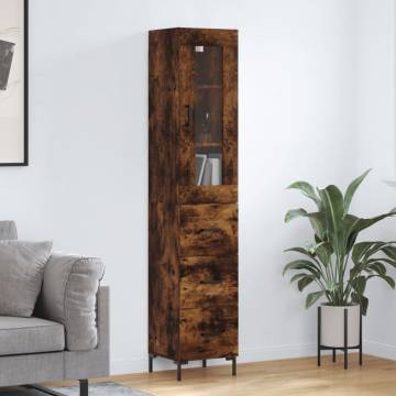 Elegant Highboard in Smoked Oak - 34.5x34x180 cm