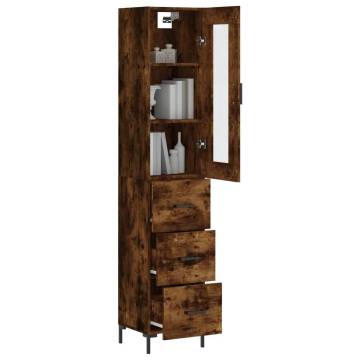 Elegant Highboard in Smoked Oak - 34.5x34x180 cm