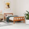 Wax Brown Pine Bed Frame with Headboard - Small Single 75x190 cm