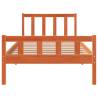 Wax Brown Pine Bed Frame with Headboard - Small Single 75x190 cm