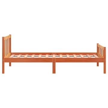 Wax Brown Pine Bed Frame with Headboard - Small Single 75x190 cm