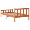 Wax Brown Pine Bed Frame with Headboard - Small Single 75x190 cm