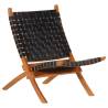 Folding Relaxing Chair Black Real Leather Colour black Size 55 x 67 x 79 cm Quantity in Package 1 