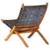 Folding Relaxing Chair - Black Real Leather Comfort