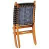 Folding Relaxing Chair - Black Real Leather Comfort