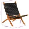 Folding Relaxing Chair - Black Real Leather Comfort