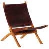 Folding Relaxing Chair - Dark Brown Real Leather Comfort