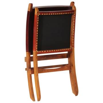 Folding Relaxing Chair - Dark Brown Real Leather Comfort