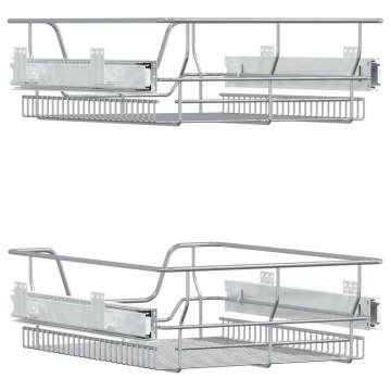 Pull-Out Wire Baskets 2 pcs - Silver 45 cm | HipoMarket