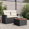 Garden Table Black 55x55x37 cm - Poly Rattan & Acacia Wood