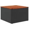 Garden Table Black 55x55x37 cm - Poly Rattan & Acacia Wood