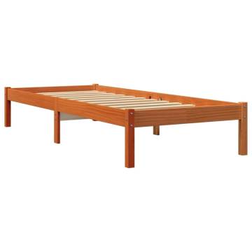 Wax Brown Bed Frame 75x190 cm Small Single Solid Pine Wood