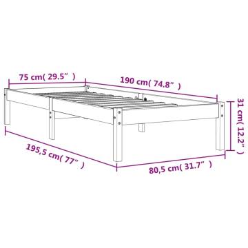 Wax Brown Bed Frame 75x190 cm Small Single Solid Pine Wood