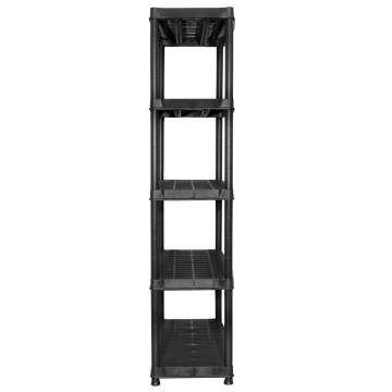 5-Tier Black Storage Shelf - Versatile Plastic Rack | HipoMarket