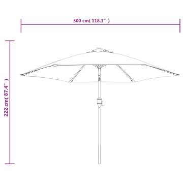 3m Sand White Parasol with Steel Pole | UV Protection