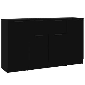 Stylish 3-Piece Black Engineered Wood Sideboards