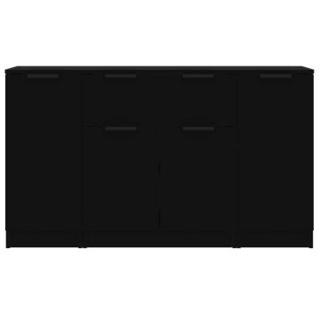 Stylish 3-Piece Black Engineered Wood Sideboards