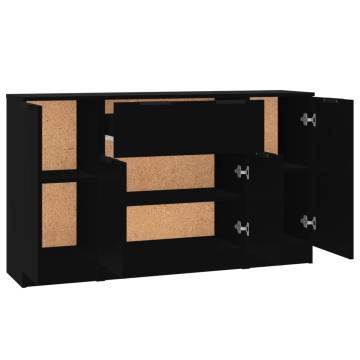 Stylish 3-Piece Black Engineered Wood Sideboards