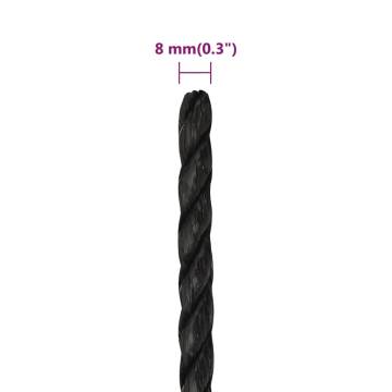 Durable 8mm Black Work Rope - 250m Polypropylene | HipoMarket