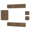 8 Piece TV Cabinet Set - Brown Oak Engineered Wood | HipoMarket