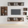 8 Piece TV Cabinet Set - Brown Oak Engineered Wood | HipoMarket