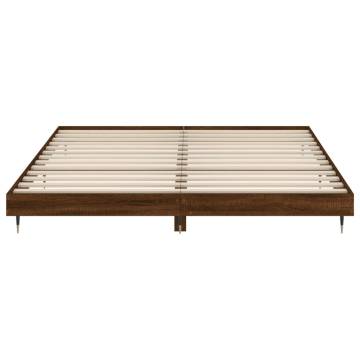 Brown Oak Bed Frame 140x200 cm - Engineered Wood