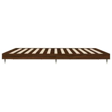 Brown Oak Bed Frame 140x200 cm - Engineered Wood