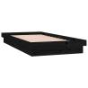 LED Bed Frame Black 100x200 cm | Solid Wood Design