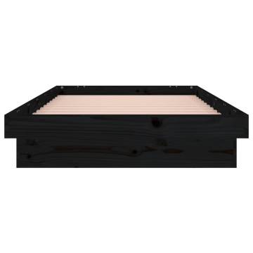 LED Bed Frame Black 100x200 cm | Solid Wood Design