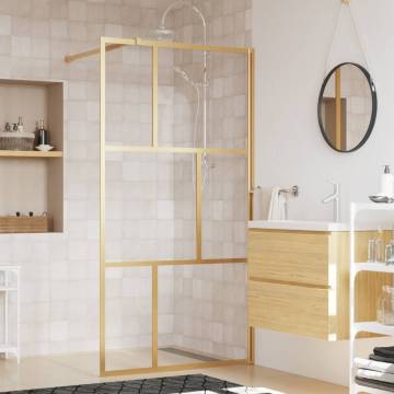 Walk-in Shower Wall with Clear ESG Glass Gold - 100x195 cm