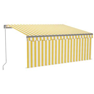 Manual Retractable Awning with LED - 3x2.5m Yellow & White