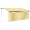 Manual Retractable Awning with LED - 3x2.5m Yellow & White