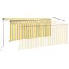 Manual Retractable Awning with LED - 3x2.5m Yellow & White