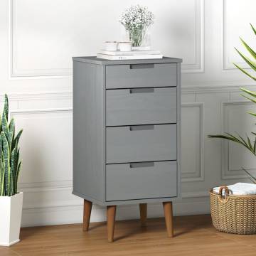 MOLDE Grey Drawer Cabinet - Solid Pine Wood | 40x35x82 cm