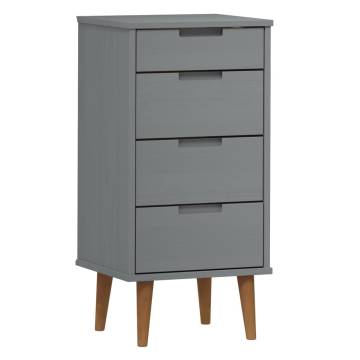 MOLDE Grey Drawer Cabinet - Solid Pine Wood | 40x35x82 cm