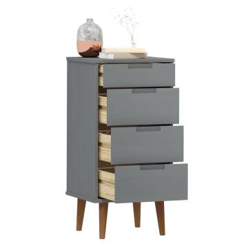 MOLDE Grey Drawer Cabinet - Solid Pine Wood | 40x35x82 cm