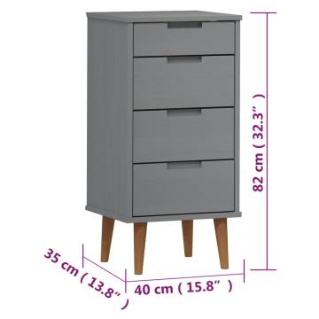 MOLDE Grey Drawer Cabinet - Solid Pine Wood | 40x35x82 cm