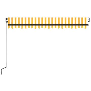 Yellow & White Manual Retractable Awning with LED - 450x300 cm