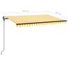 Yellow & White Manual Retractable Awning with LED - 450x300 cm