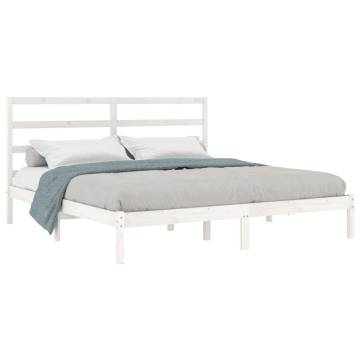 White Solid Wood Bed Frame 180x200 cm - Super King Size