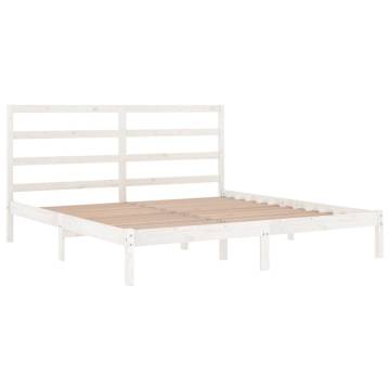 White Solid Wood Bed Frame 180x200 cm - Super King Size